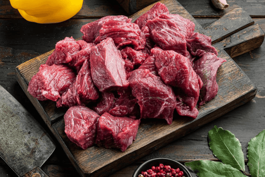 Beef stew meat for sale.